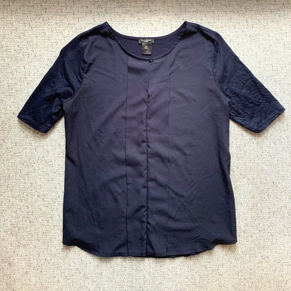 Ann Taylor Navy Short Sleeve blouse, FREE w/ any Purchase!!! - Picture 1 of 4